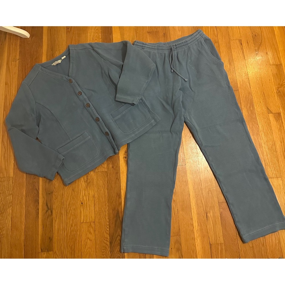 Tommy Bahama Womens Ribbed Knit Cardigan and Pants Lounge Set Blue XS
